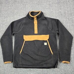 Carhartt Jacket Womens Small Black‎ Sherpa Fleece Snap Pullover Kangaroo Pocket